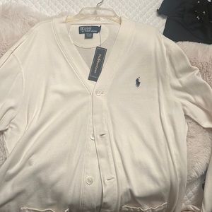Men's white Ralph Lauren cardigan. New with tags never worn